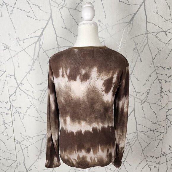 Marc Aurel Tie Dye Beaded Ribbed V-Neck Henley Top - Picture 5 of 6